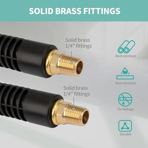 FEVONE 3/8'' x 50 ft Air Hose for Compressor, 2-Year Warranty 1/4'' MNPT Brass Fittings, 300PSI, Hybrid Polymer Pneumatic Air Tool Hose, Blue in Saudi Arabia