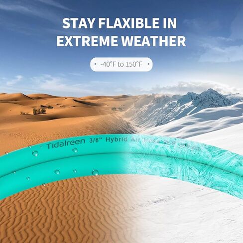 FEVONE 3/8'' x 50 ft Air Hose for Compressor, 2-Year Warranty 1/4'' MNPT Brass Fittings, 300PSI, Hybrid Polymer Pneumatic Air Tool Hose, Blue in Saudi Arabia