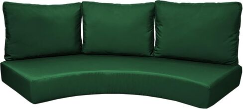 Outdoor Curved Sofa Cushion Couch Cover with Zipper 4-Piece Patio Half-Moon Sectional Replacement Cover Breathable Customizable（No fillers） (Dark Green, Customize) in Kuwait