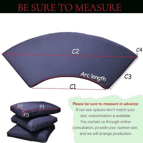 Outdoor Curved Sofa Cushion Couch Cover with Zipper 4-Piece Patio Half-Moon Sectional Replacement Cover Breathable Customizable（No fillers） (Dark Green, Customize) in Kuwait