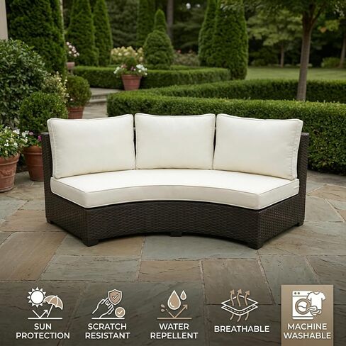 Outdoor Curved Sofa Cushion Couch Cover with Zipper 4-Piece Patio Half-Moon Sectional Replacement Cover Breathable Customizable（No fillers） (Dark Green, Customize) in Kuwait