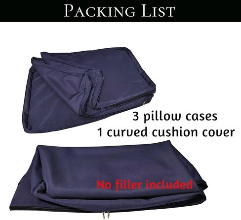 Outdoor Curved Sofa Cushion Couch Cover with Zipper 4-Piece Patio Half-Moon Sectional Replacement Cover Breathable Customizable（No fillers） (Dark Green, Customize) in Kuwait