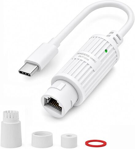 PoE to USB-C Power Converter (Power Only, No Data), 5V 2.4A 12W Charging Adapter, 48V PoE to USB-C Power Output, IEEE 802.3af/at Compliant, IP65 Waterproof for Outdoor Security Camera/Tablet/LED Light in Saudi Arabia