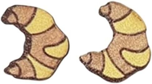 Hand Painted Wood Stud Earrings For Women Butter Hot Dog Pizza Croissant Pizza Funny Food Jewelry in Saudi Arabia