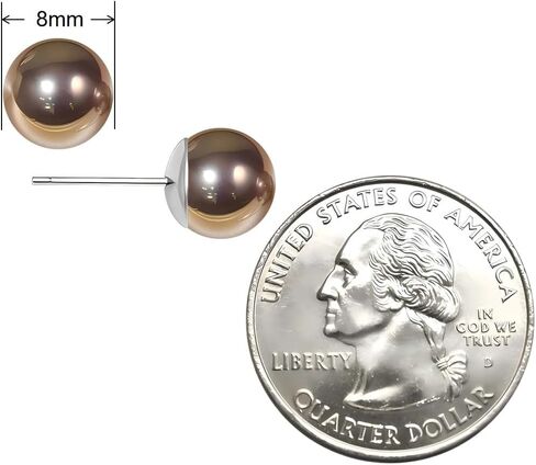 Gold & Brown Faux Pearl Stud Earrings, S925 Silver Posts Hypoallergenic for Women in Kuwait