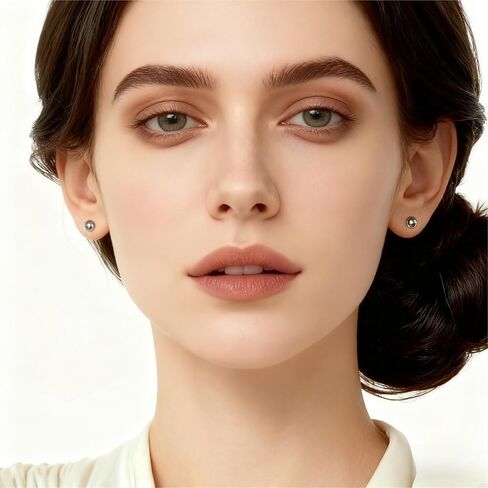 Gold & Brown Faux Pearl Stud Earrings, S925 Silver Posts Hypoallergenic for Women in Kuwait