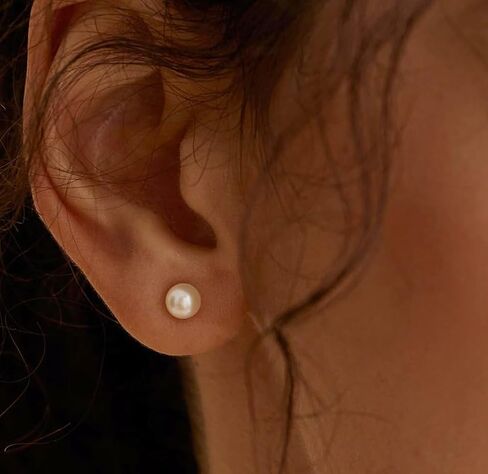 Women's Stainless Steel Faux Pearl Stud Earrings Set - 5 Pairs, 3-7mm in Saudi Arabia