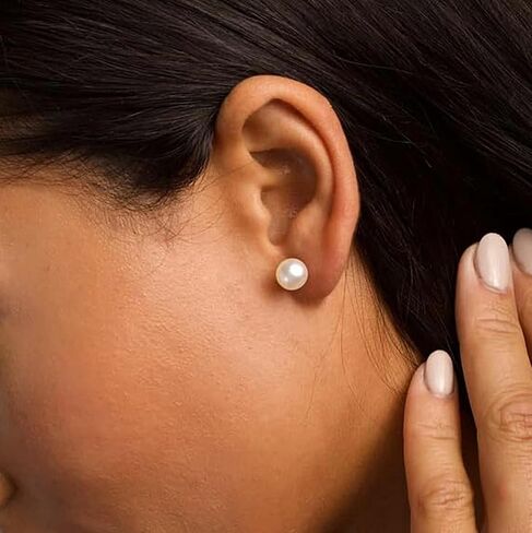 Women's Stainless Steel Faux Pearl Stud Earrings Set - 5 Pairs, 3-7mm in Saudi Arabia