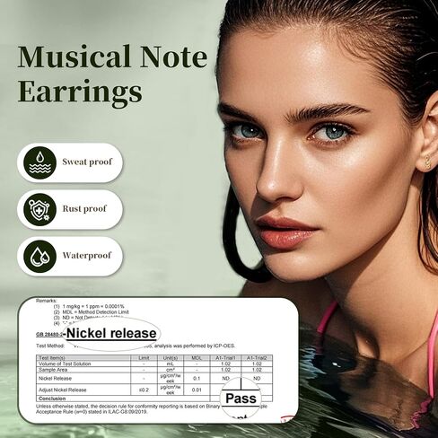 Limerencia Titanium Music Note الأقراط للنساء، زرع الصف التريبل المفتاح الموسيقي أقراط هيبوالرجينيك مجوهرات الآلات الموسيقية لمحبي الموسيقى الطلاب الموسيقيين in Kuwait