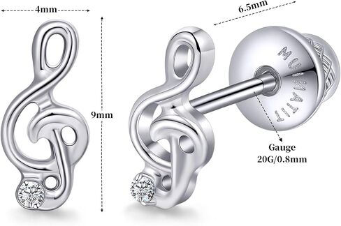 Limerencia Titanium Music Note الأقراط للنساء، زرع الصف التريبل المفتاح الموسيقي أقراط هيبوالرجينيك مجوهرات الآلات الموسيقية لمحبي الموسيقى الطلاب الموسيقيين in Kuwait