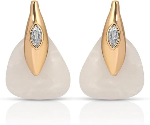 Ettika Solstice Earrings in Bone. Stud Earrings for Women. 18K Gold Plated And Gemstone Studs. Festival Accessory, Jewelry in Kuwait