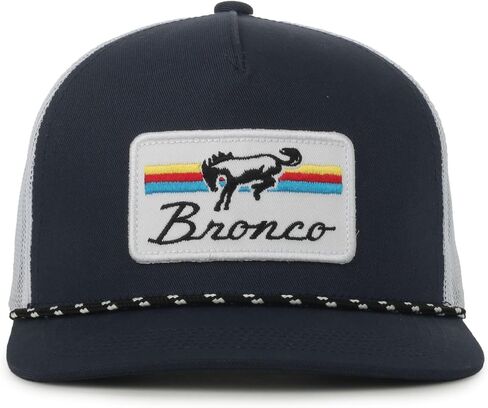 Ford Bronco Navy Trucker Hat – High Crown Cotton Twill Cap, White Mesh Back, Rope Detail, One Size in Kuwait