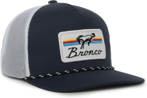 Ford Bronco Navy Trucker Hat – High Crown Cotton Twill Cap, White Mesh Back, Rope Detail, One Size in Kuwait