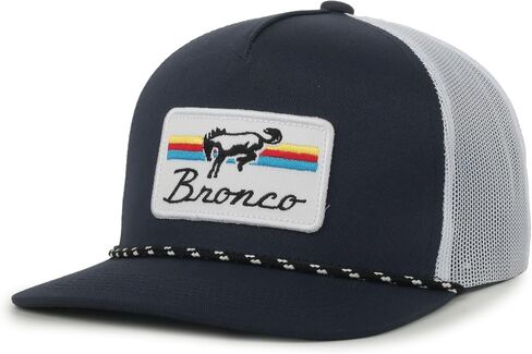 Ford Bronco Navy Trucker Hat – High Crown Cotton Twill Cap, White Mesh Back, Rope Detail, One Size in Kuwait