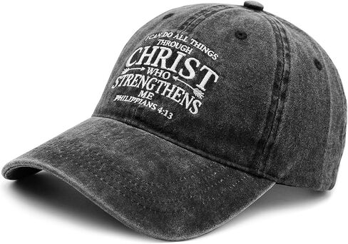 Fkatuzi Christian Hats for Men Women Jesus Faith Religious God Hat Vintage Cotton Embroidered Acid Wash Baseball Caps in Saudi Arabia