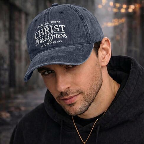 Fkatuzi Christian Hats for Men Women Jesus Faith Religious God Hat Vintage Cotton Embroidered Acid Wash Baseball Caps in Saudi Arabia