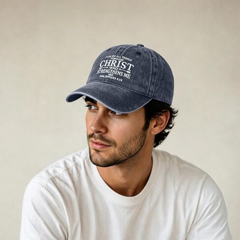 Fkatuzi Christian Hats for Men Women Jesus Faith Religious God Hat Vintage Cotton Embroidered Acid Wash Baseball Caps in Saudi Arabia