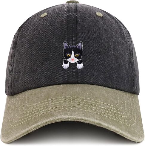 متجر الملابس العصرية Tuxedo Cat Kitten Patch Pigment مصبوغ قبعة بيسبول مغسولة in Kuwait
