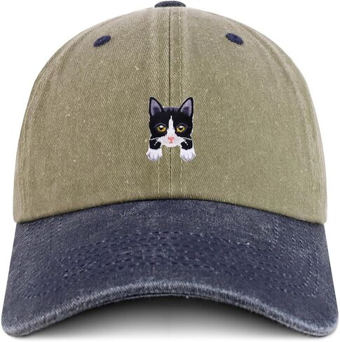 متجر الملابس العصرية Tuxedo Cat Kitten Patch Pigment مصبوغ قبعة بيسبول مغسولة in Kuwait