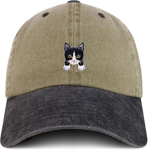 متجر الملابس العصرية Tuxedo Cat Kitten Patch Pigment مصبوغ قبعة بيسبول مغسولة in Kuwait