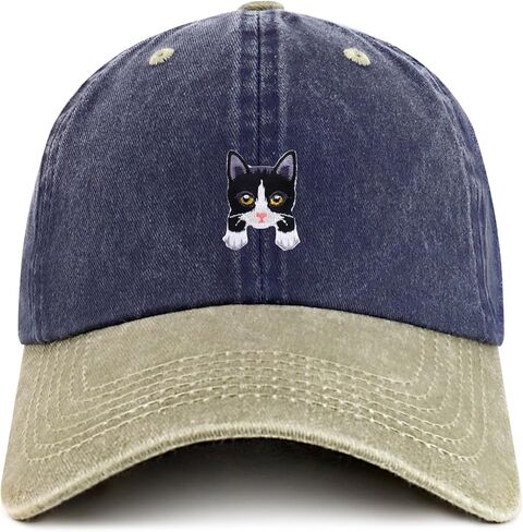 متجر الملابس العصرية Tuxedo Cat Kitten Patch Pigment مصبوغ قبعة بيسبول مغسولة in Kuwait