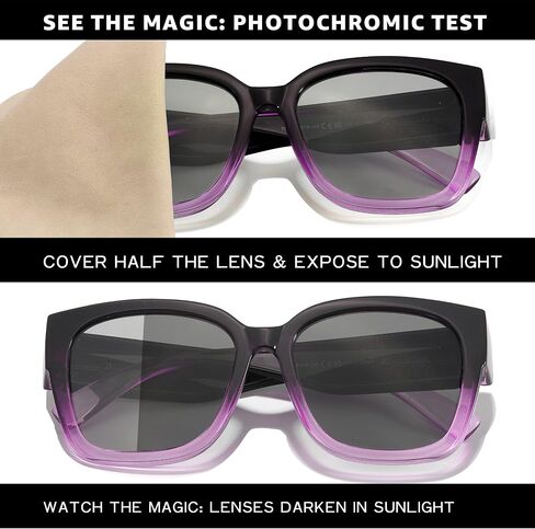 LVIOE Polarized Photochromic Sunglasses for Women Men, Oversized Over Glasses with UV Protection for Driving Traveling in Saudi Arabia