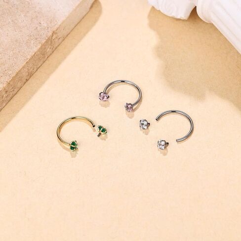 G23 Titanium Double Gem Horseshoe Nose Rings Star Horse Shoe | Nose Hoop, Cartilage Helix Tragus Earring Hoops, Labret Lip Piercing Jewelry in Saudi Arabia