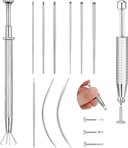 Piercing Taper Ball Grabber Tool for Changing Jewelry 12G 14G 16G 18G 20G Stainless Steel Flat Back Earrings Applicator Tool Threadless Insertion Pin Thread Body Piercing Kit for Ear/Nose/Belly/Horseshoe/Lip/Eyebrow/Tongue in Saudi Arabia