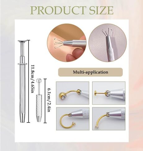 Piercing Taper Ball Grabber Tool for Changing Jewelry 12G 14G 16G 18G 20G Stainless Steel Flat Back Earrings Applicator Tool Threadless Insertion Pin Thread Body Piercing Kit for Ear/Nose/Belly/Horseshoe/Lip/Eyebrow/Tongue in Saudi Arabia
