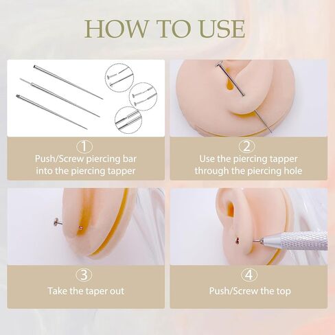 Piercing Taper Ball Grabber Tool for Changing Jewelry 12G 14G 16G 18G 20G Stainless Steel Flat Back Earrings Applicator Tool Threadless Insertion Pin Thread Body Piercing Kit for Ear/Nose/Belly/Horseshoe/Lip/Eyebrow/Tongue in Saudi Arabia