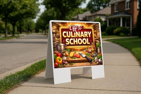 Off To Culinary School Folding Plastic A-Frame Double Sided 23x23 in. Sign in Saudi Arabia