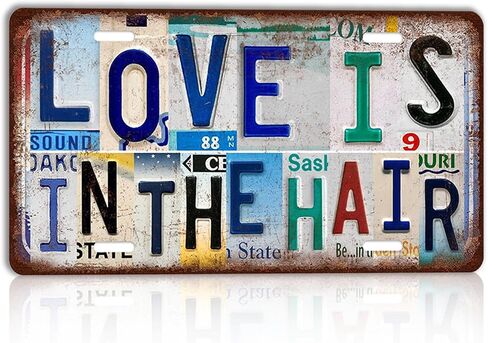 Vintage License Plate Metal Sign Love Is In The Hair Hairdresser Gift Salon for Woman Hairstylist Art Wall Decor 12x6 Inch in Kuwait