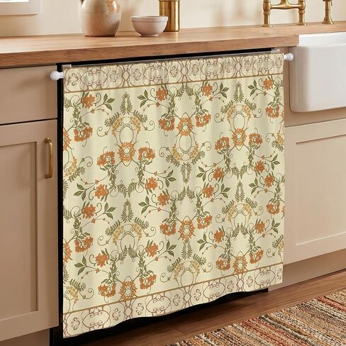Wildflowers Dishwasher Curtain, 35" W X 39" L Cabinet Curtains Sink Skirt for Bathroom Classroom Home Rustic Drape, Flowers Under Sink Curtain Skirt for Under Desk Privacy Drape Laundry Room in Saudi Arabia