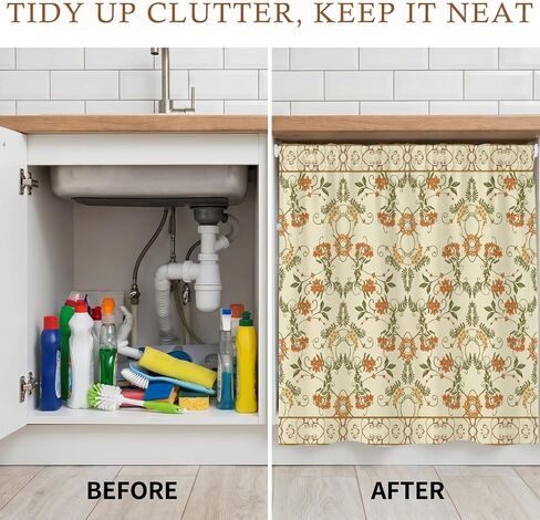 Wildflowers Dishwasher Curtain, 35" W X 39" L Cabinet Curtains Sink Skirt for Bathroom Classroom Home Rustic Drape, Flowers Under Sink Curtain Skirt for Under Desk Privacy Drape Laundry Room in Saudi Arabia