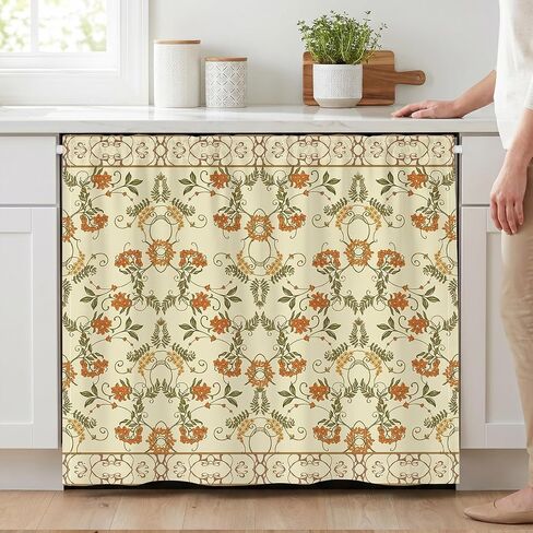 Wildflowers Dishwasher Curtain, 35" W X 39" L Cabinet Curtains Sink Skirt for Bathroom Classroom Home Rustic Drape, Flowers Under Sink Curtain Skirt for Under Desk Privacy Drape Laundry Room in Saudi Arabia