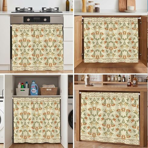 Wildflowers Dishwasher Curtain, 35" W X 39" L Cabinet Curtains Sink Skirt for Bathroom Classroom Home Rustic Drape, Flowers Under Sink Curtain Skirt for Under Desk Privacy Drape Laundry Room in Saudi Arabia