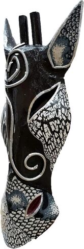 Stoneage Arts Giraffe Zebra Face Mask Wall Hanging Décor Hand Painted Patterns African Safari Style Decorative Accent Contemporary Variation An Awesome Gifting Idea (12 Inch, Giraffe BW) in Saudi Arabia