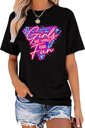 80's Shirts for Women 80s Neon Music Graphic T-Shirt Hip Hop 80S Party Outfits Girls I Love The 80's T-Shirt in Saudi Arabia