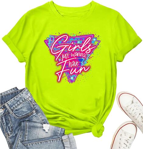 80's Shirts for Women 80s Neon Music Graphic T-Shirt Hip Hop 80S Party Outfits Girls I Love The 80's T-Shirt in Saudi Arabia
