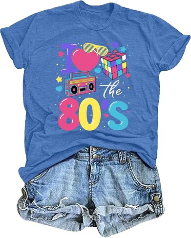 80's Shirts for Women 80s Neon Music Graphic T-Shirt Hip Hop 80S Party Outfits Girls I Love The 80's T-Shirt in Saudi Arabia