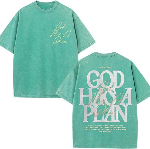 Oversized Vintage Graphic Top, Washed Cotton Hip Hop Streetwear, Christian Faith Tee God Has A Plan Jeremiah 29:11 in Saudi Arabia