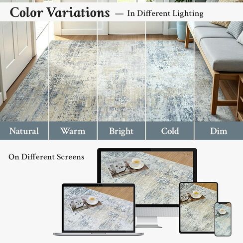 2x6 Runner Rug Non-Slip Washable, Blue Runners for Hallway Kitchen Entryway Indoor, Soft Neutral Abstract Modern Farmhouse Carpet for Bedroom Laundry Room Decor in Saudi Arabia