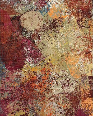Arbosofe Modern Abstract Rug for Living Room, 8'x10' Washable Area Rug with Non-Slip Backing & Short Pile, Large Carpet with Abstract Pattern for Living Room Bedroom and Dining Floor Carpet Red Orange in Saudi Arabia