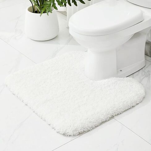 White Toilet Rug for Bathroom Floor Non-Slip Washable Toilet Mat U Shape Plush Absorbent Bath Contour Rug for Toilet 22x24 inches Luxury Around Toilet Rug in Saudi Arabia