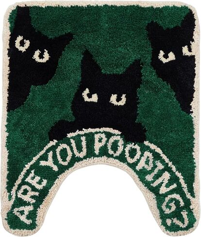 Cat Toilet Rug - are You Pooping bathmat Handmade & Premium- 24in Hypebeast Decor - Hypebeast Room - Living Room, Bedroom, Children Bedroom, Door mat - Aesthetic Decor Rugs (Cat) in Saudi Arabia