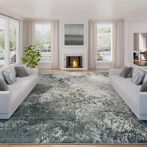 Arbosofe Modern Abstract Rug for Living Room, 8'x10' Washable Area Rug with Non-Slip Backing & Short Pile, Large Carpet with Abstract Pattern for Living Room Bedroom and Dining Floor Carpet Red Orange in Saudi Arabia