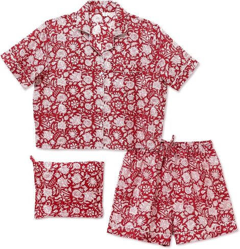 Huar Cotton Pajamas for Women Shorts Set - Womens Pajama Sets - Comfortable PJ Shorts Sets, Breathable and Light Cotton Pjs in Saudi Arabia
