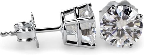 14k White Gold Round Cut White Cubic Zirconia Stud Earrings in Saudi Arabia