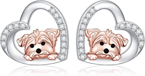 Yorkie Dachshund Earrings 925 Sterling Silver Yorkshire Terrier Jewelry Yorkie Heart Studs Dog Earring Gifts for Women Puppy Dog Lovers in Saudi Arabia