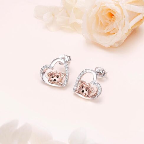 Yorkie Dachshund Earrings 925 Sterling Silver Yorkshire Terrier Jewelry Yorkie Heart Studs Dog Earring Gifts for Women Puppy Dog Lovers in Saudi Arabia